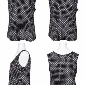 Haggar Black and White Geometric Sleeveless Tunic Top | XL